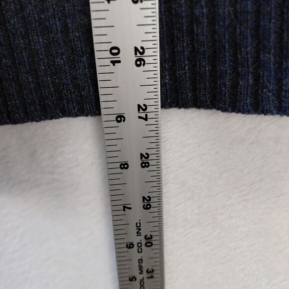 J Crew Sweater Men Large Blue Lambswool 1/4 Zip Knit Mock Neck Slim Fit Academia - Picture 8 of 11